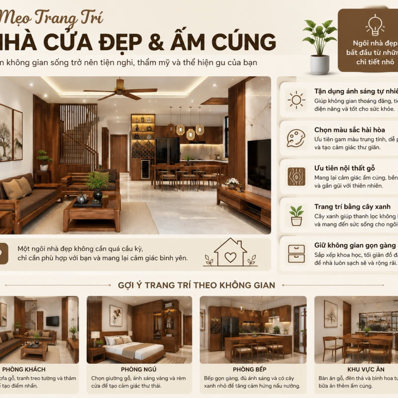 Mẹo trang trí nhà cửa đẹp, hiện đại và tiết kiệm chi phí