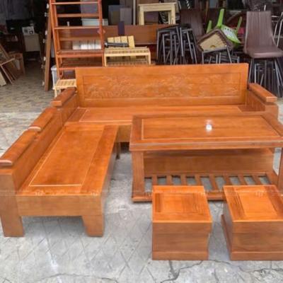 Bộ Salon Gỗ Góc L Đẹp Chạm Khắc Tinh Xảo